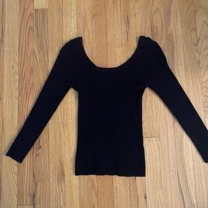 Garage black ribbed long sleeve